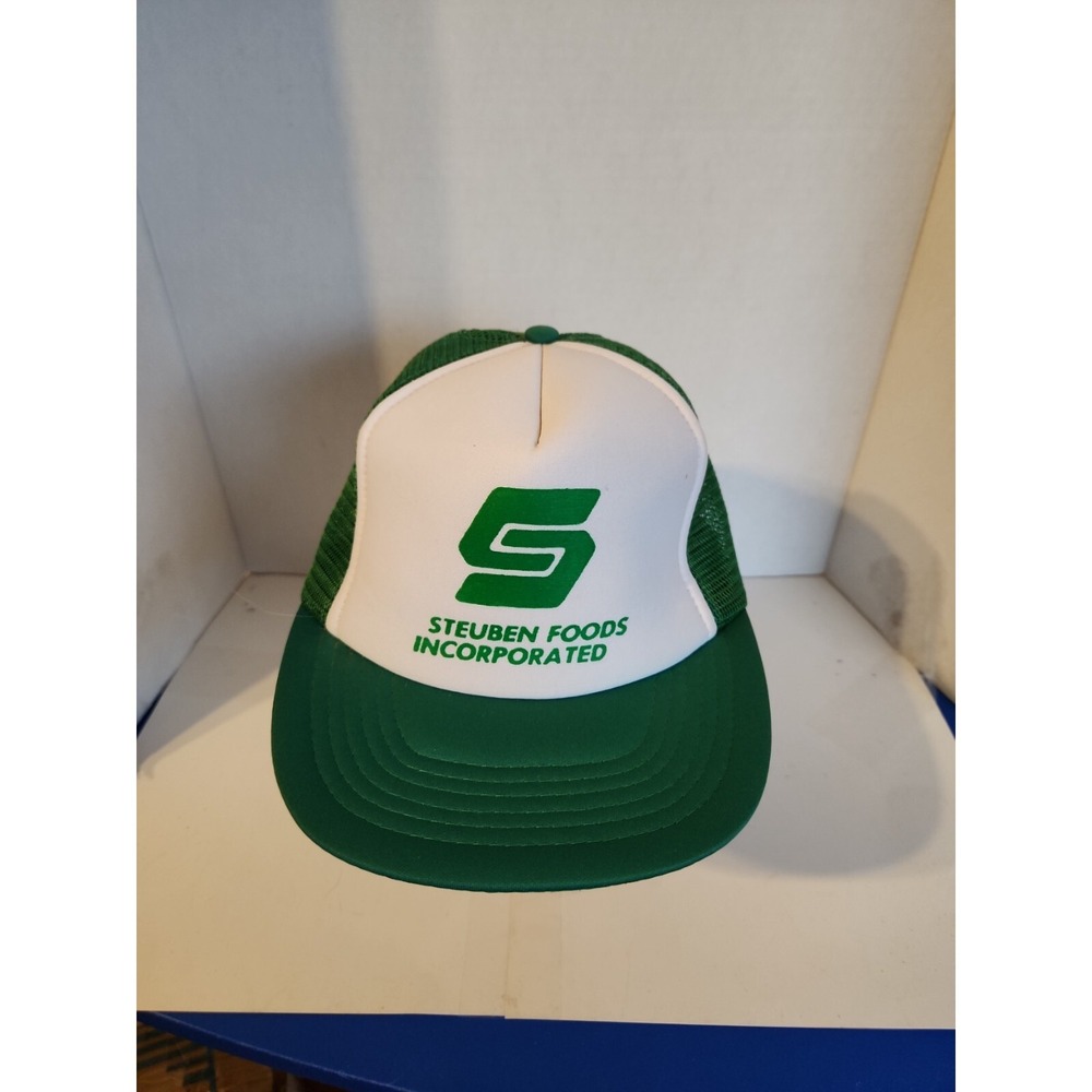 Vintage hat Steuben Foods Hat Mesh Foam Rope Trucker Cap Green Mesh EUC